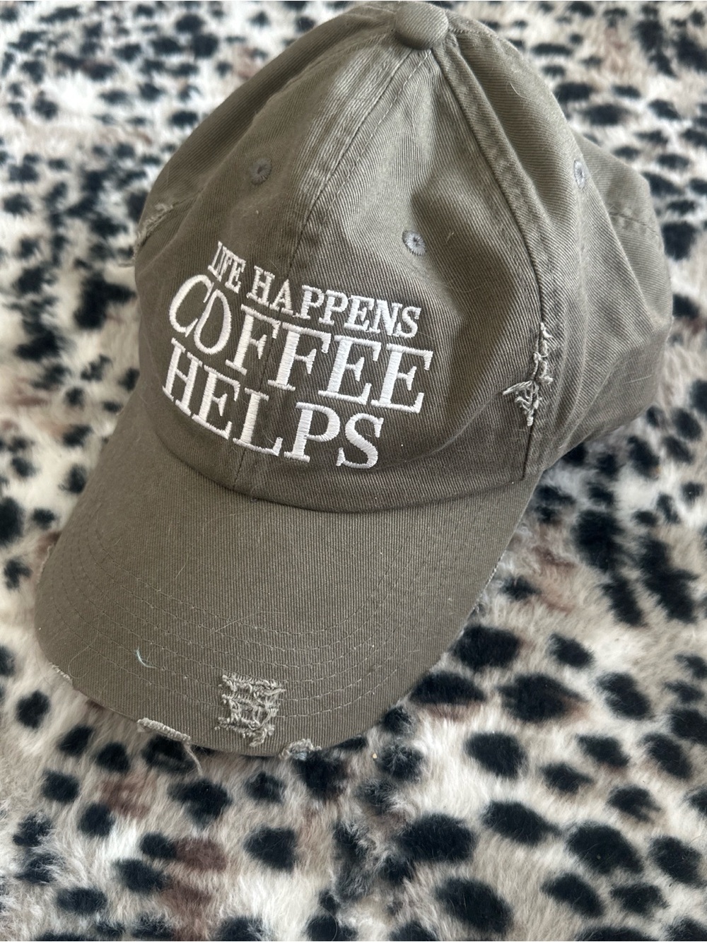 District Olive Green "Life Happens Coffee Helps" Baseball Cap